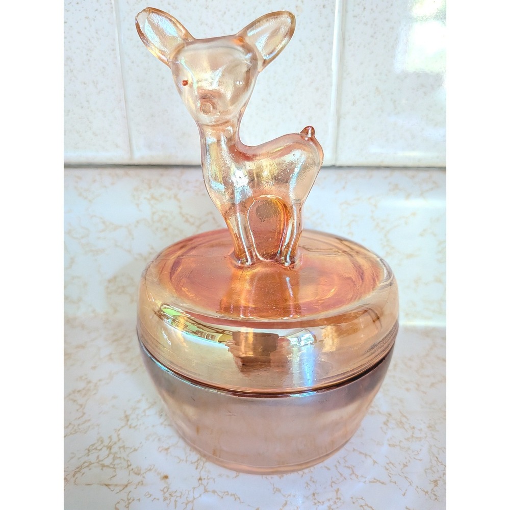 Pink Vintage Depression Jeannette Glass Deer Dish Cottagecore Fairycore Whimsy